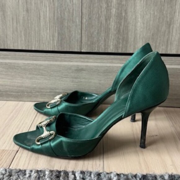 Gucci Silk Satin Green Mules- Size 37.5 - Picture 7 of 8